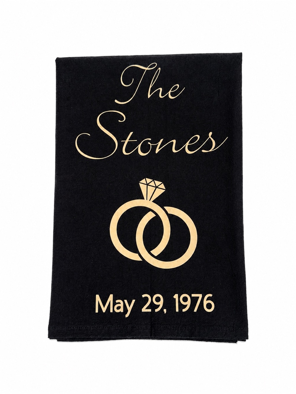 NEW Personalized wedding or anniversary Black and Gold Decorative Kitchen Towel